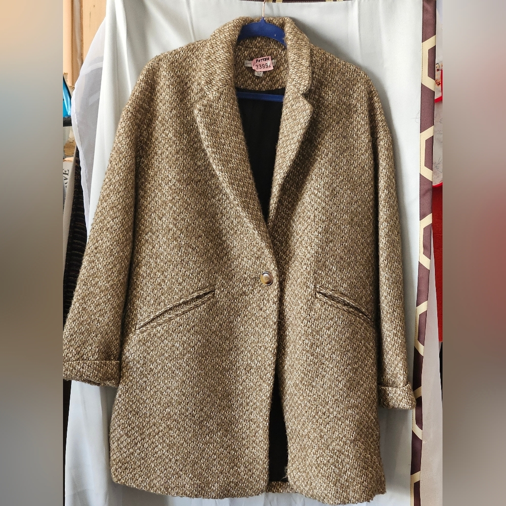 Zara Trafaluc Outerwear Wool Blend Button Down Long Coat